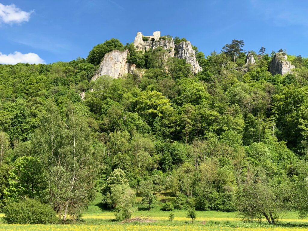 Blick auf das Rusenschloss vom Blautal aus