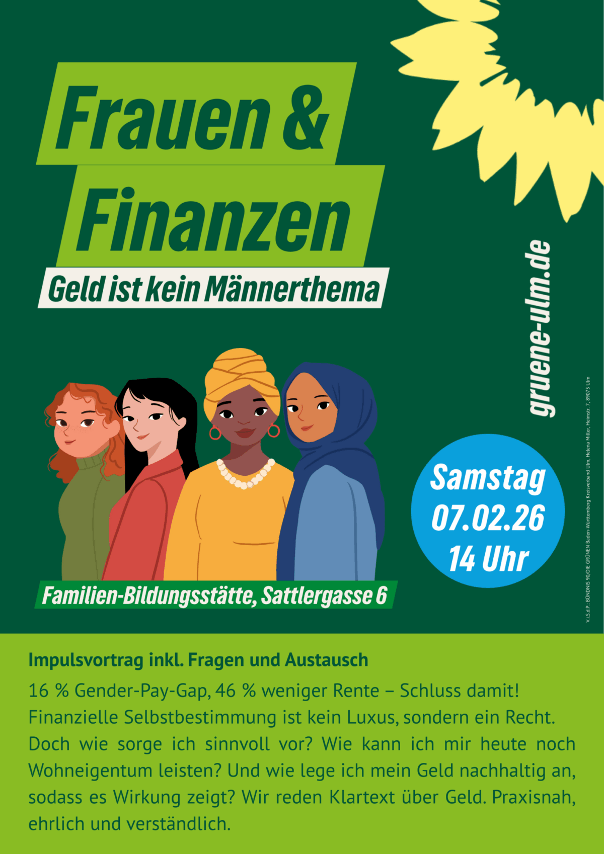 Poster zum Vortrag Frauen und Finanzen